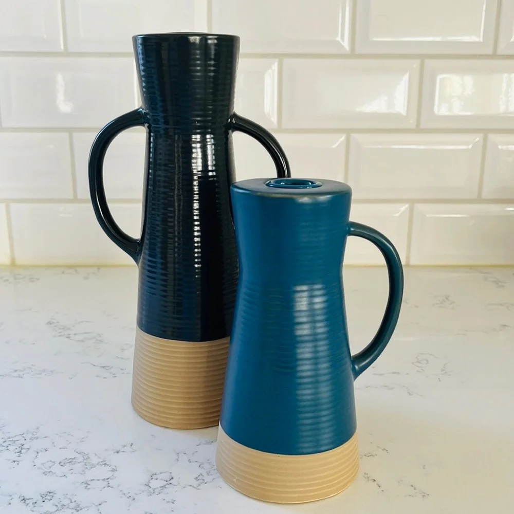 Crate&Barrel Sibely Ceramic Taper Candle Holders